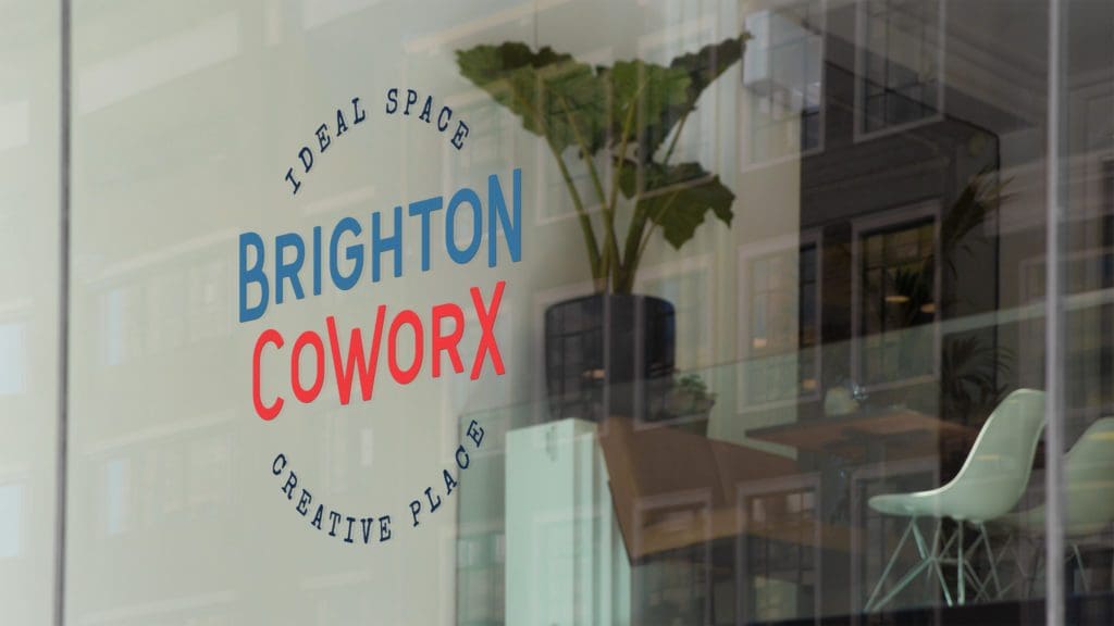 Brighton CoWorx Glass Window Sign